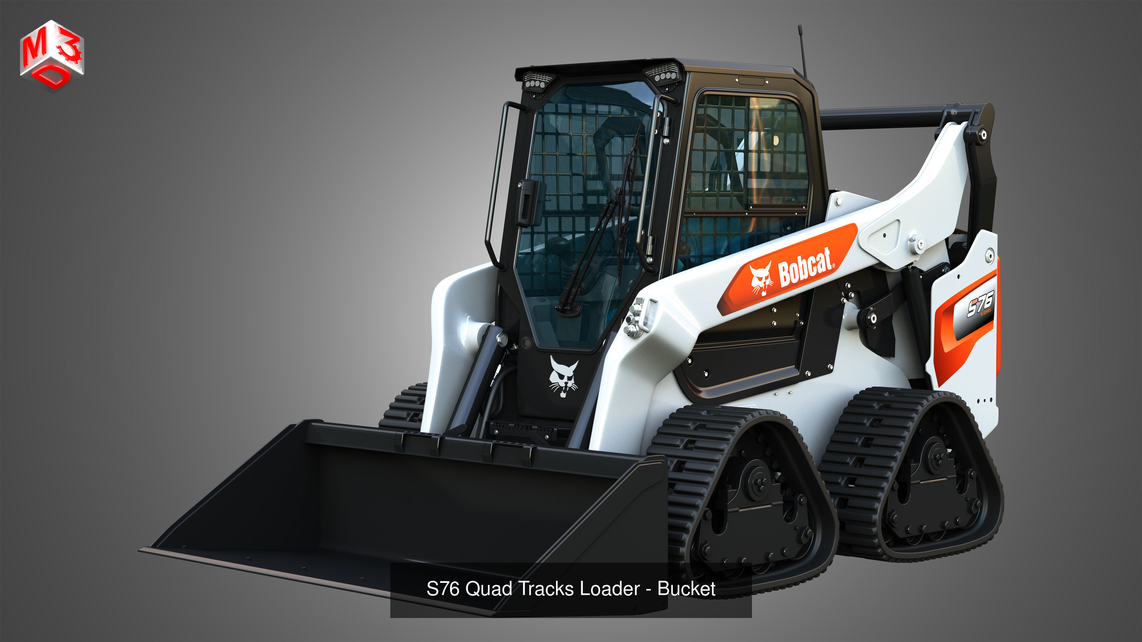 S76 Skid Steer - Quad Tracks Loaders - Bucket  2 in 1 3D Model Collection_4