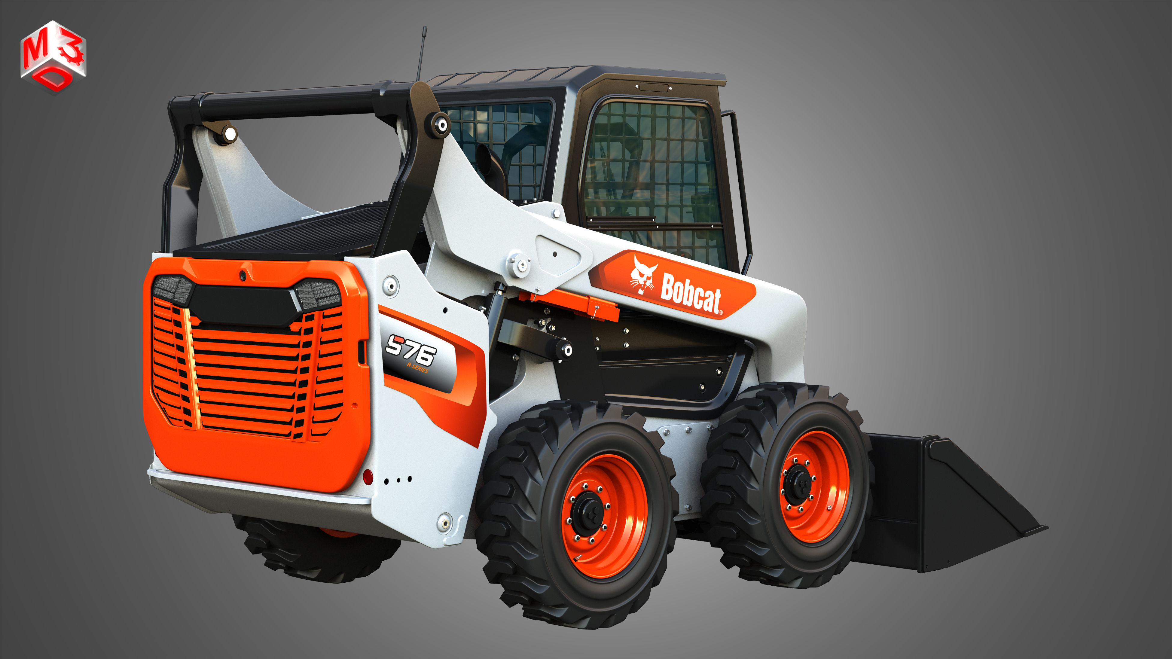 S76 Skid Steer - Quad Tracks Loaders - Bucket  2 in 1 3D Model Collection_5