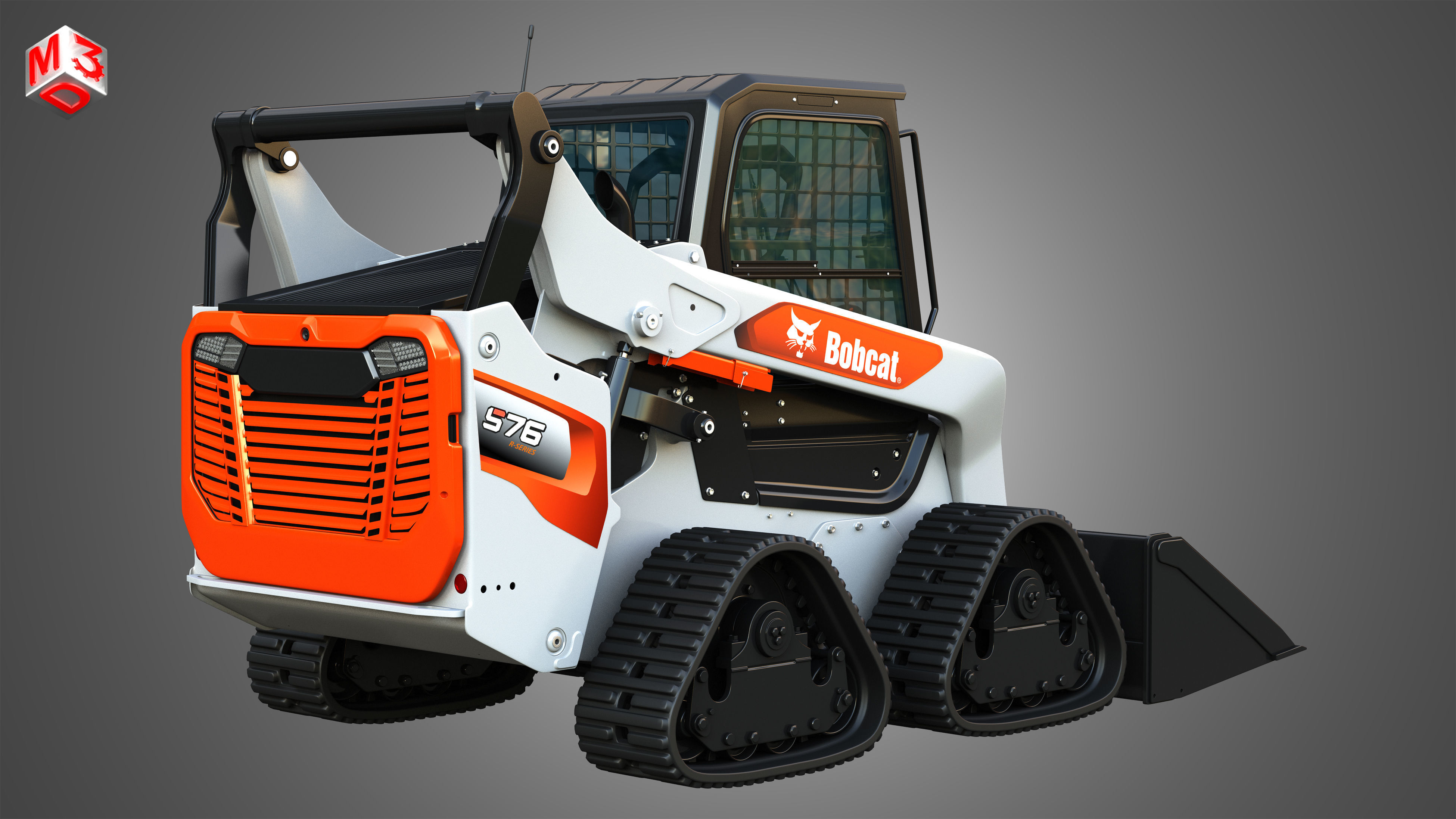 S76 Skid Steer - Quad Tracks Loaders - Bucket  2 in 1 3D Model Collection_6