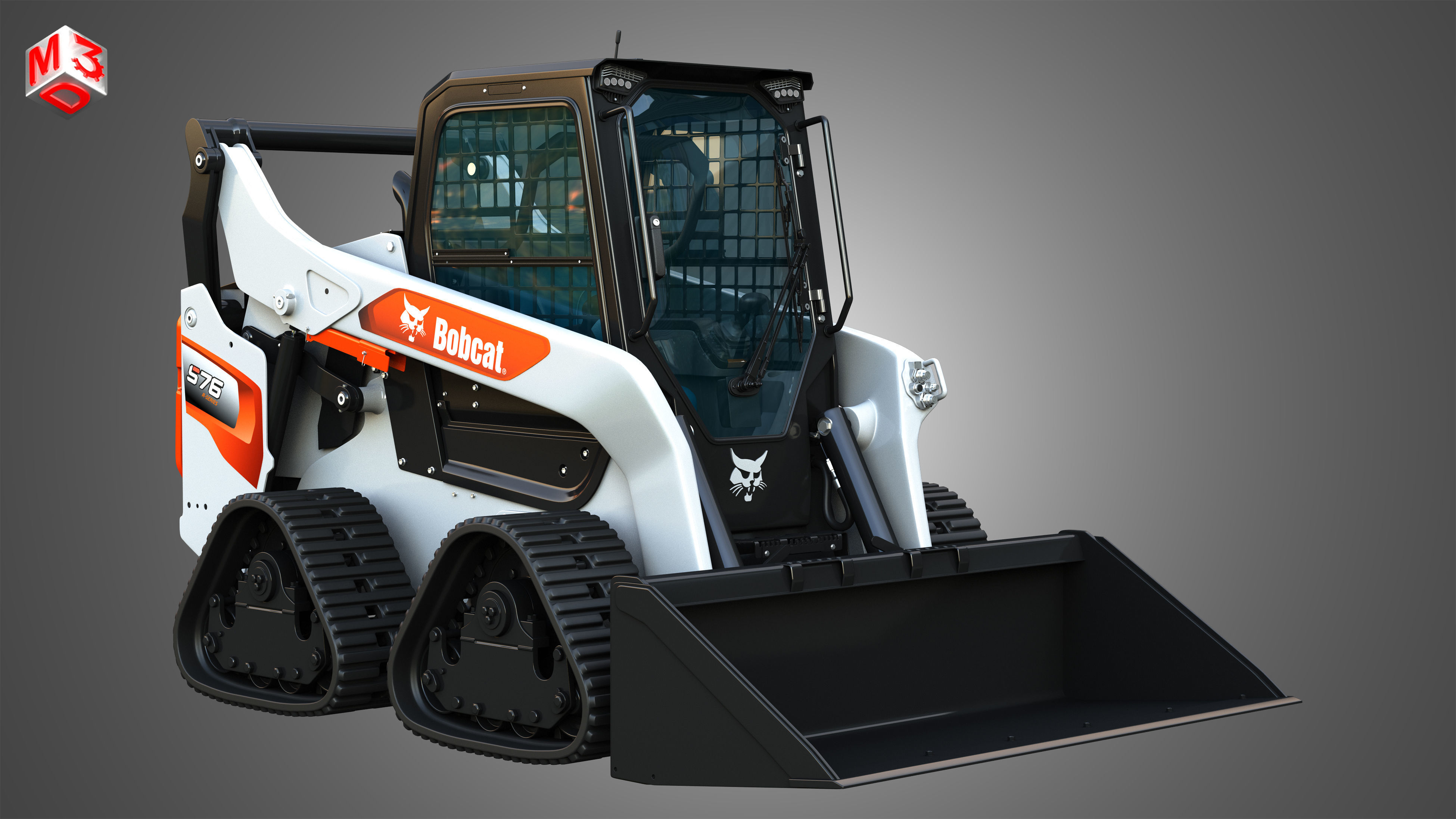 S76 Skid Steer - Quad Tracks Loaders - Bucket  2 in 1 3D Model Collection_8