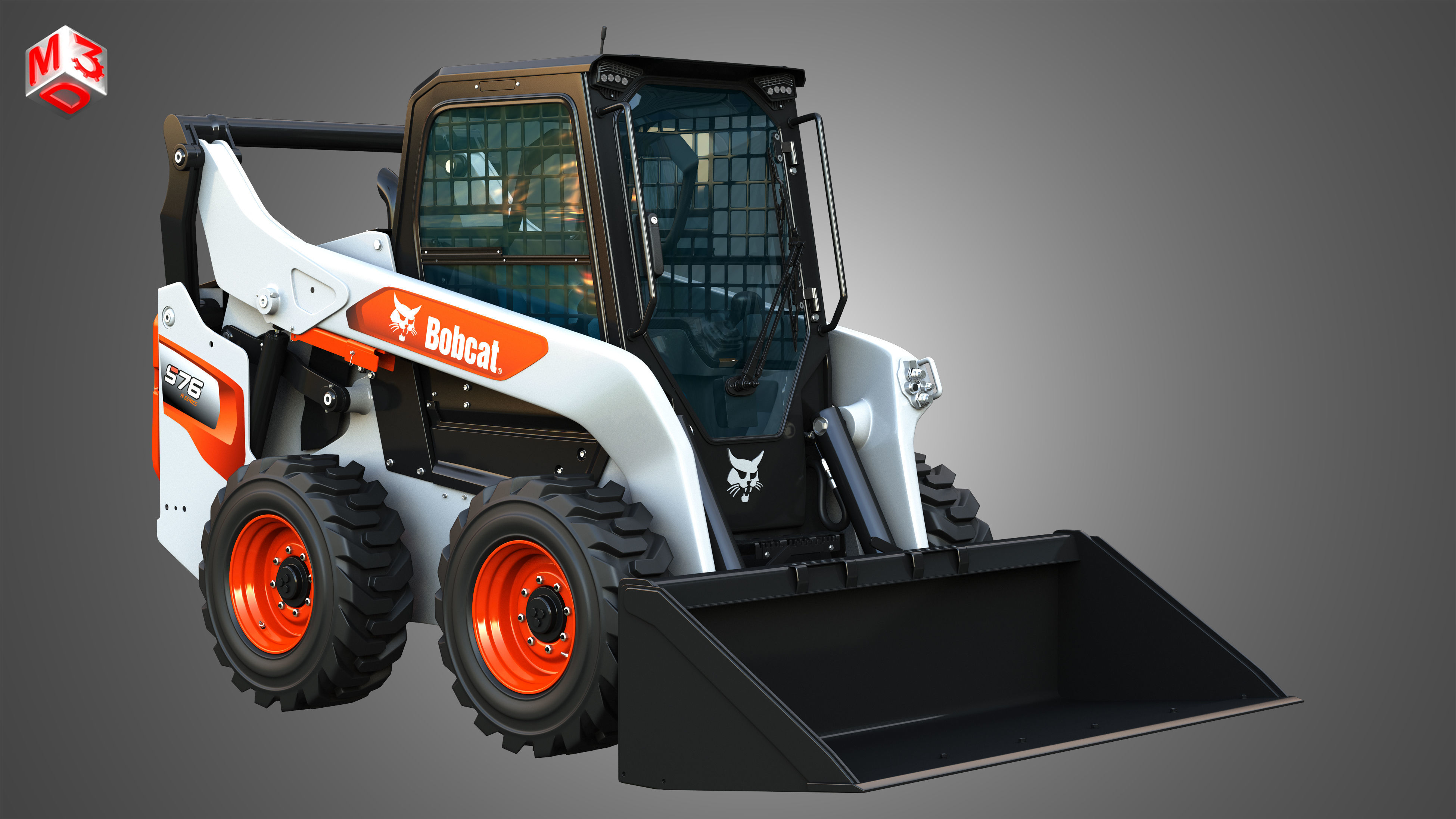 S76 Skid Steer - Quad Tracks Loaders - Bucket  2 in 1 3D Model Collection_7