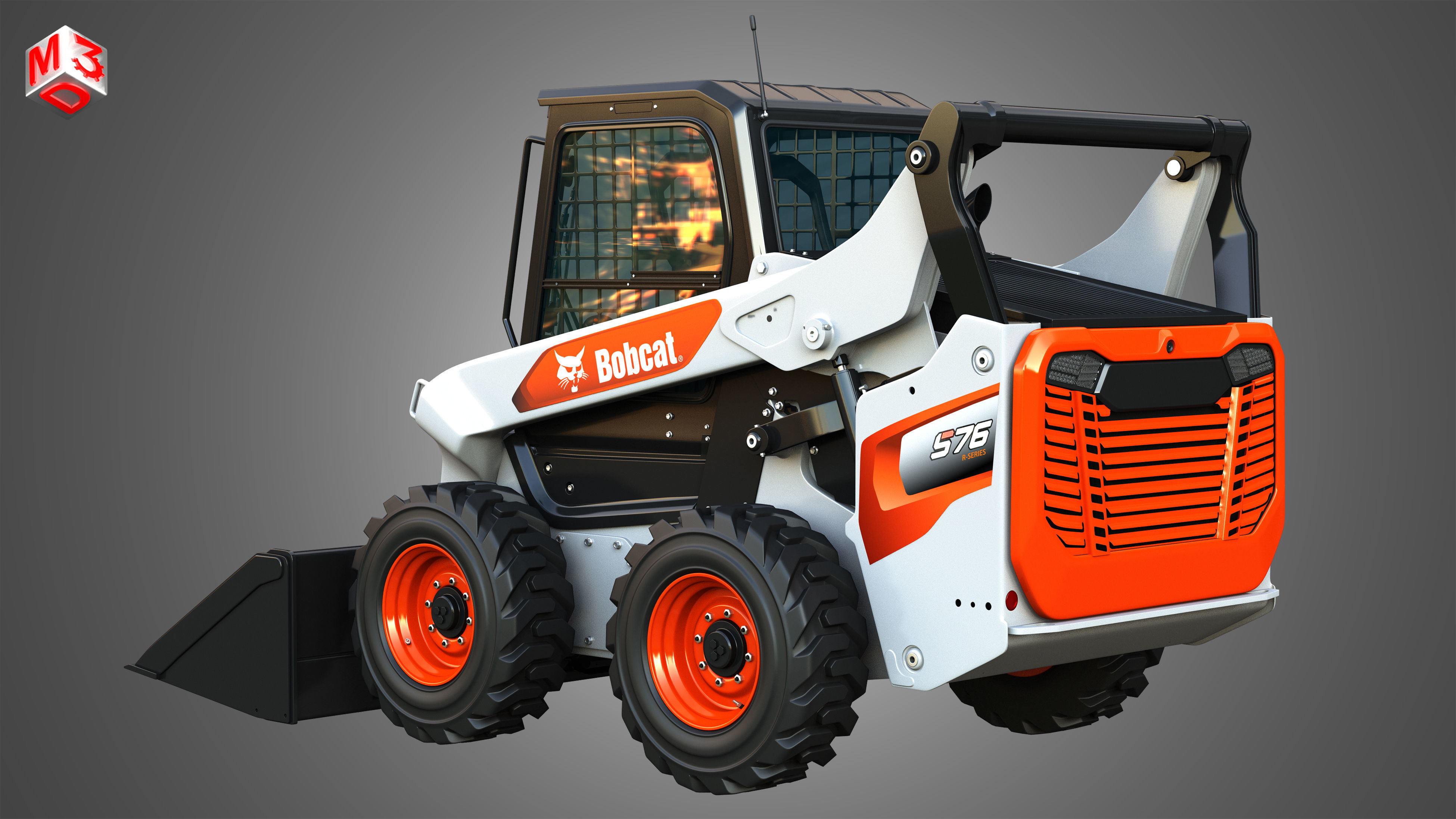 S76 Skid Steer - Quad Tracks Loaders - Bucket  2 in 1 3D Model Collection_9