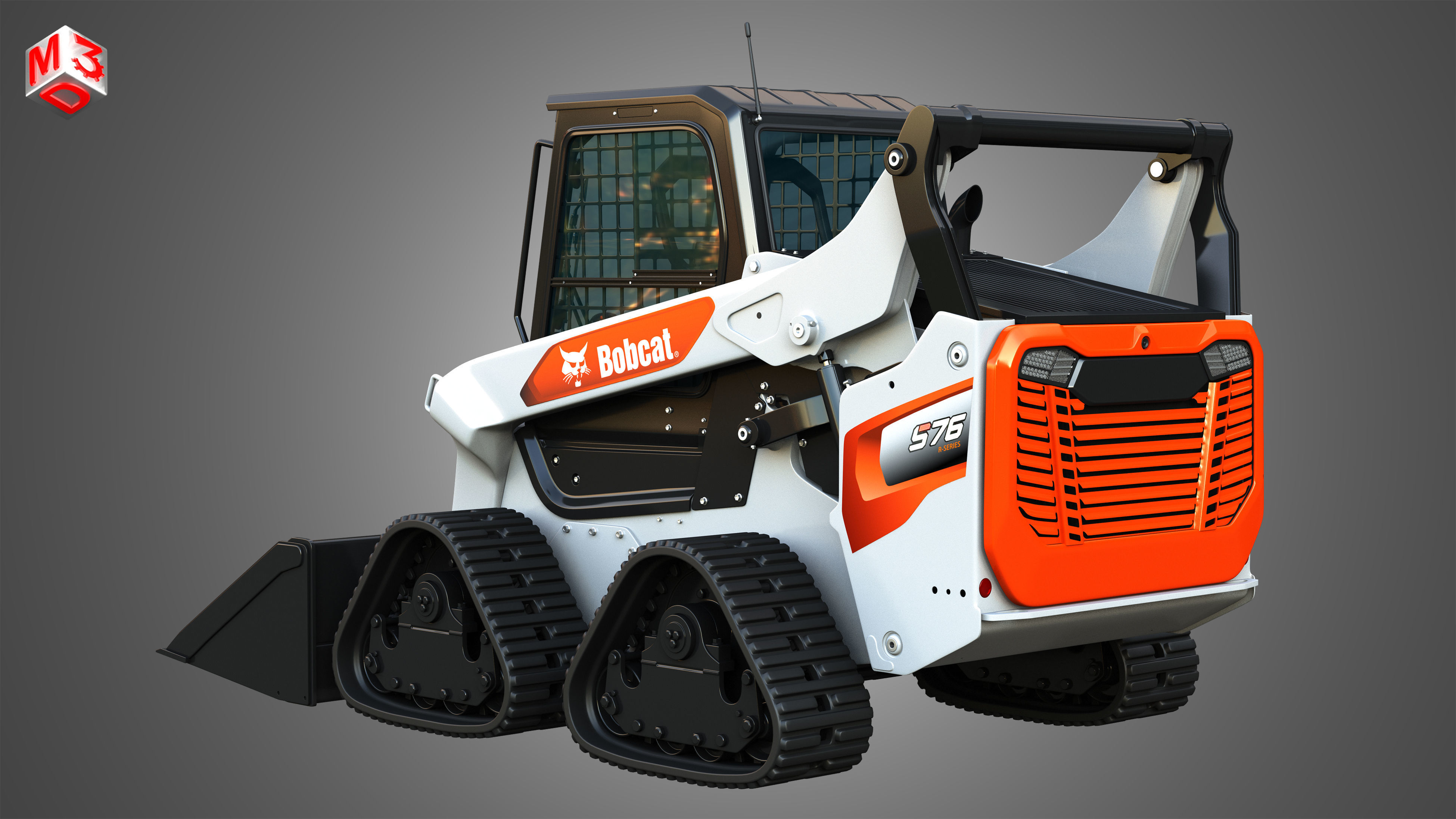 S76 Skid Steer - Quad Tracks Loaders - Bucket  2 in 1 3D Model Collection_10
