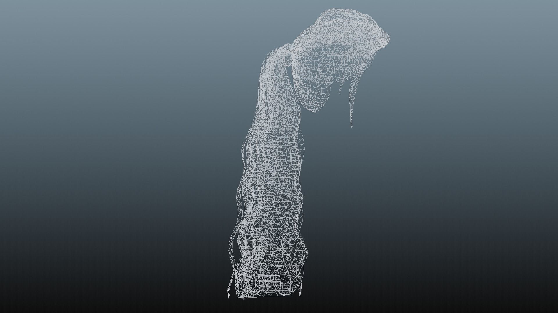 Female long hair 4 color Low-poly 3D model_15