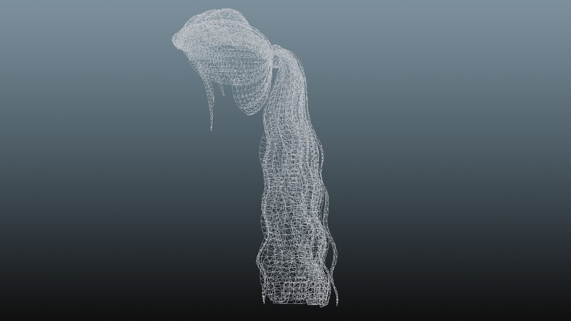 Female long hair 4 color Low-poly 3D model_14