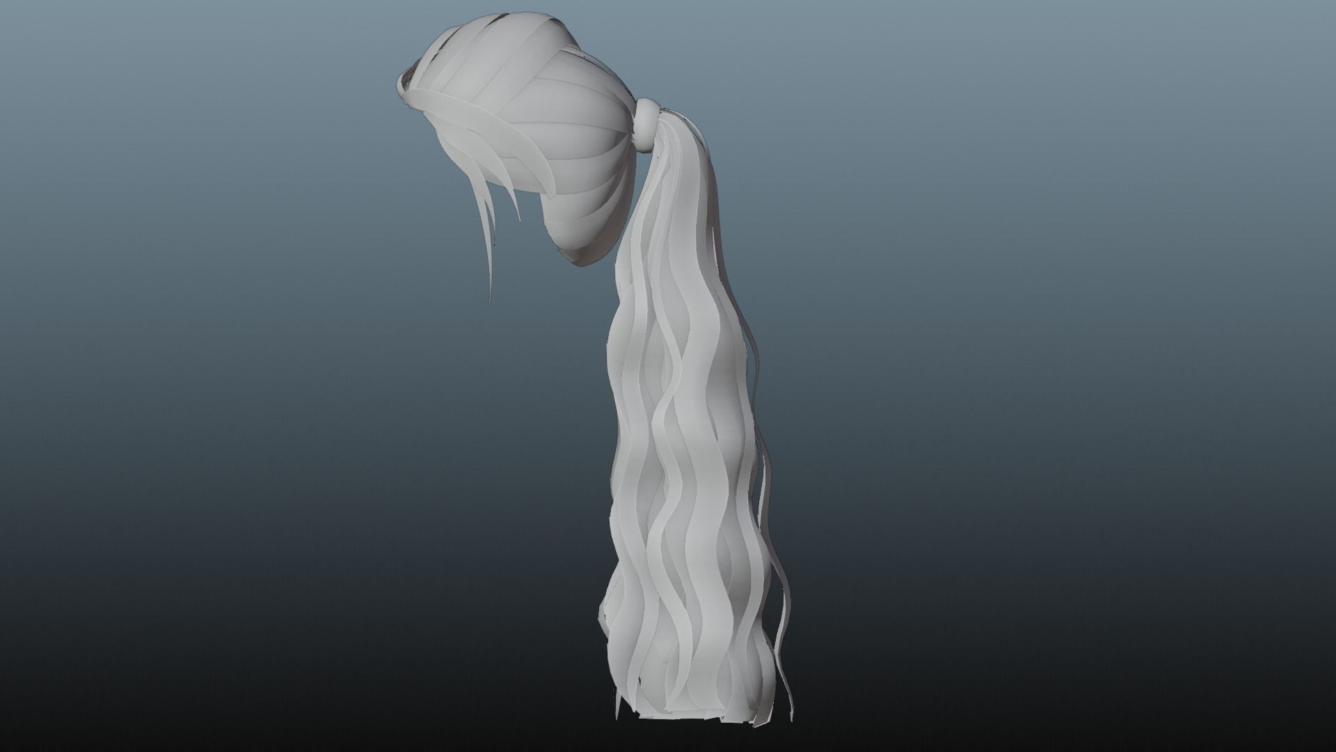 Female long hair 4 color Low-poly 3D model_10