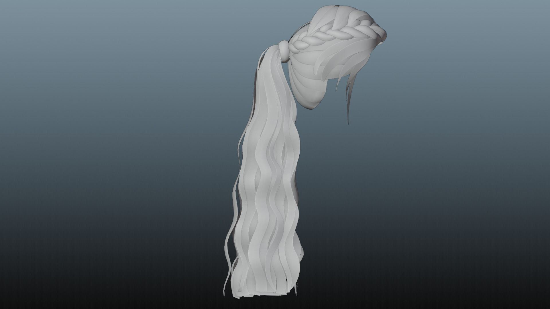 Female long hair 4 color Low-poly 3D model_27