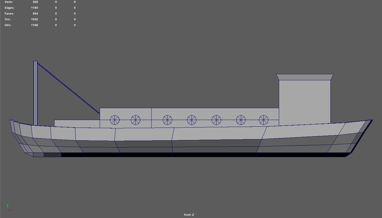 Low Poly Boat 04 Low-poly 3D model_10