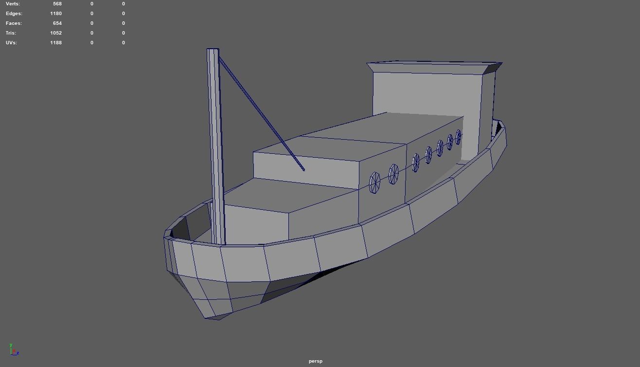 Low Poly Boat 04 Low-poly 3D model_8