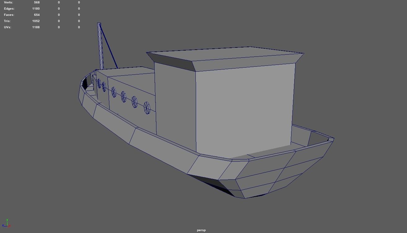 Low Poly Boat 04 Low-poly 3D model_9