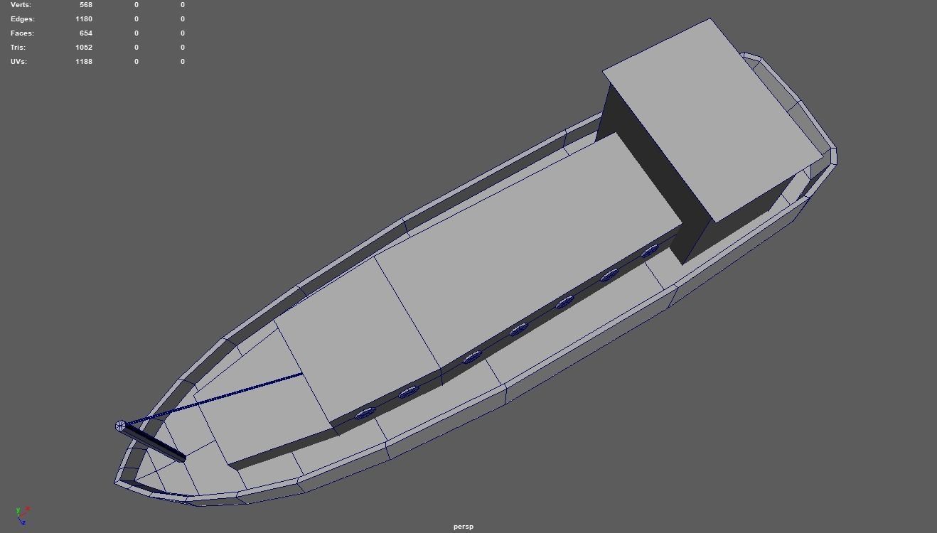 Low Poly Boat 04 Low-poly 3D model_12