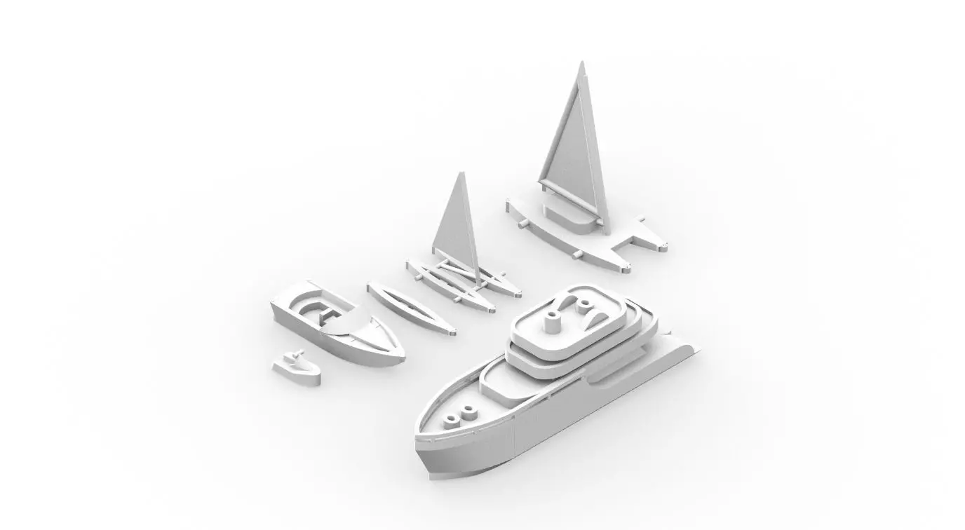 Boats set 3D print model_0