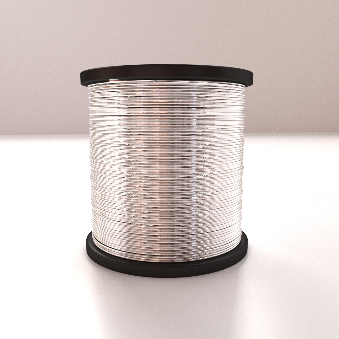 Solder spool of silver wire 3D model_1