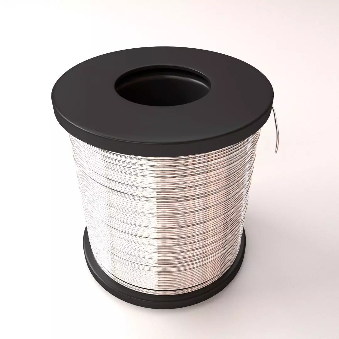 Solder spool of silver wire 3D model_0