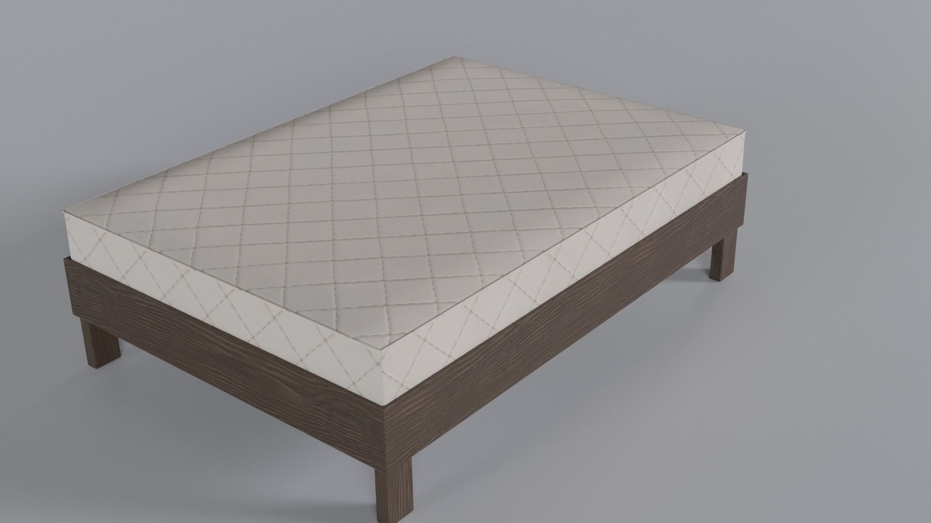 Wooden Bed Low-poly 3D model_2