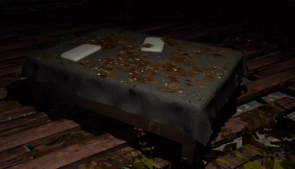 Wooden Bed Low-poly 3D model_0