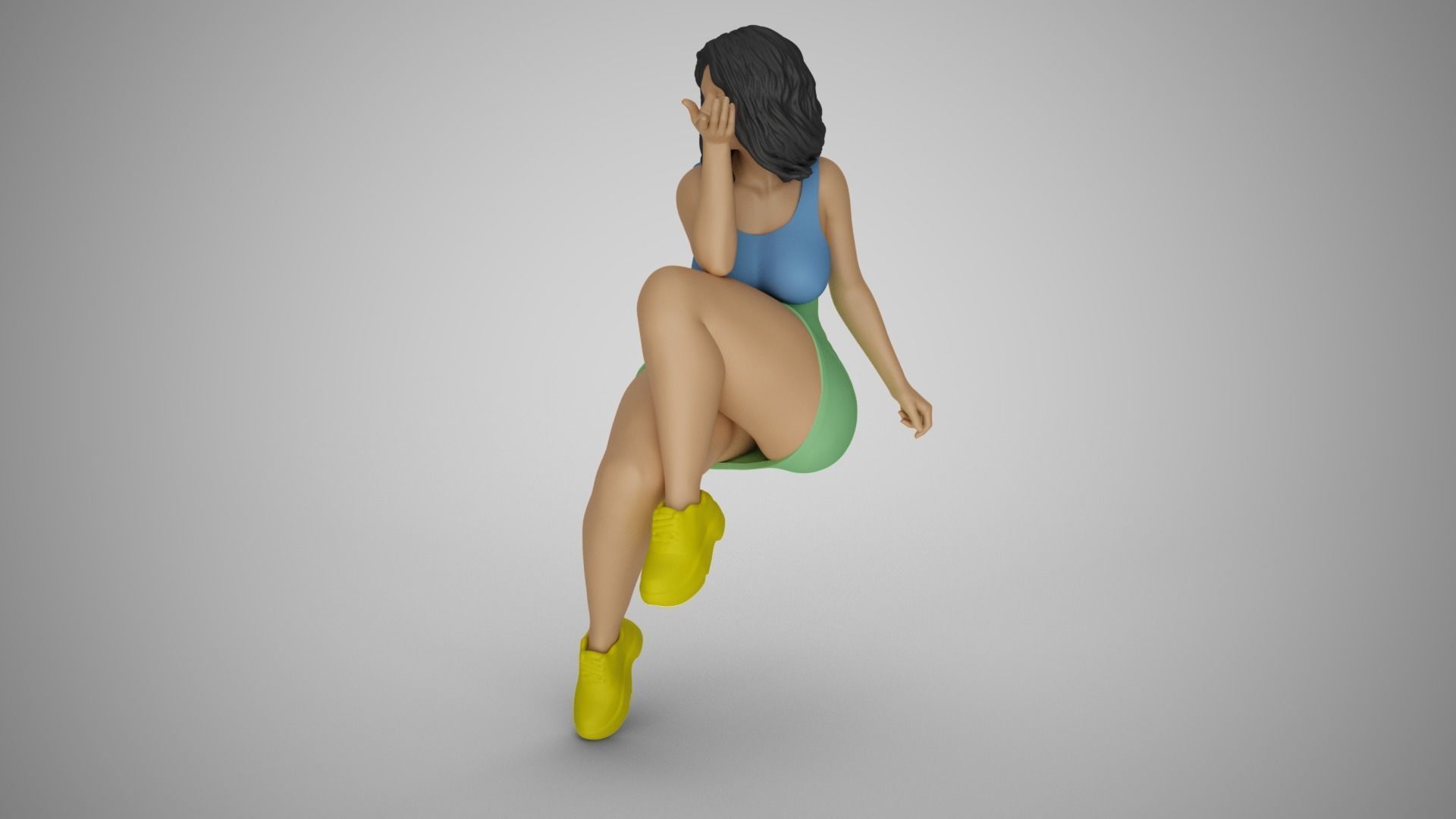 Girl Sitting Like a Bum 3D print model_16