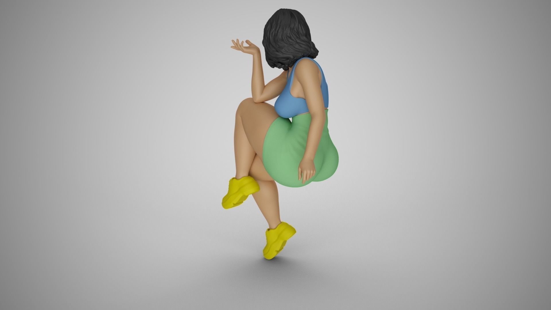 Girl Sitting Like a Bum 3D print model_12