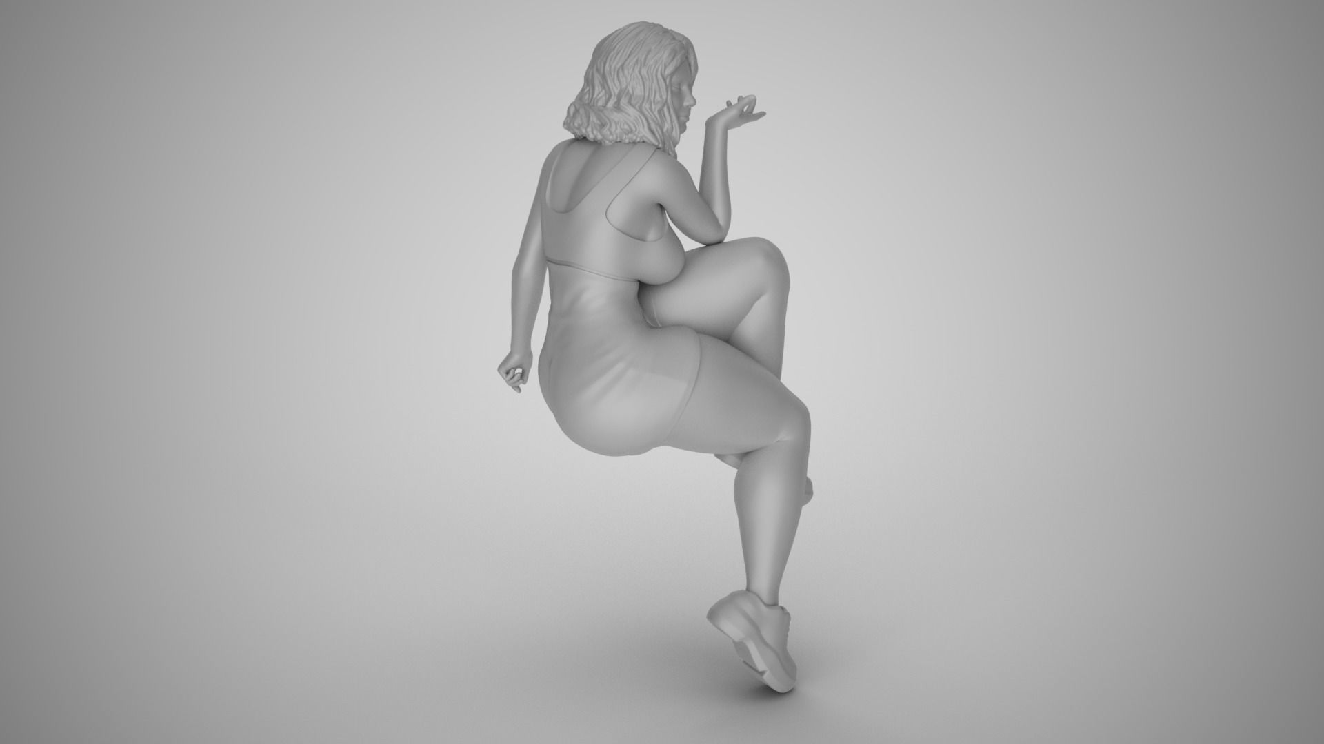 Girl Sitting Like a Bum 3D print model_3
