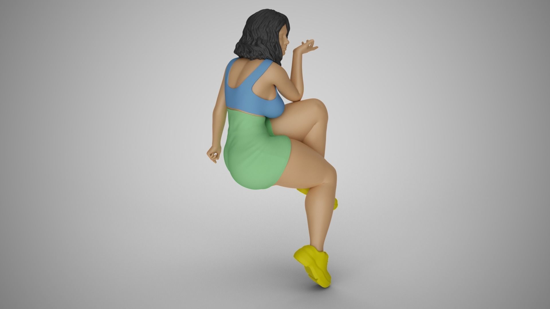 Girl Sitting Like a Bum 3D print model_6