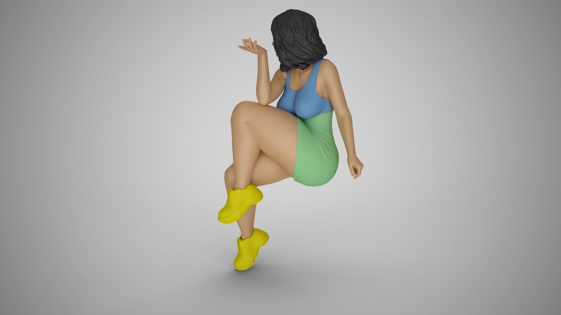 Girl Sitting Like a Bum 3D print model_14