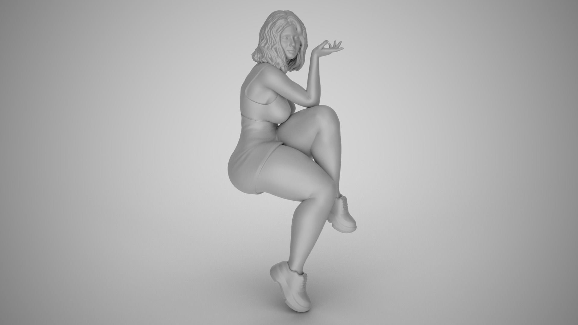 Girl Sitting Like a Bum 3D print model_20