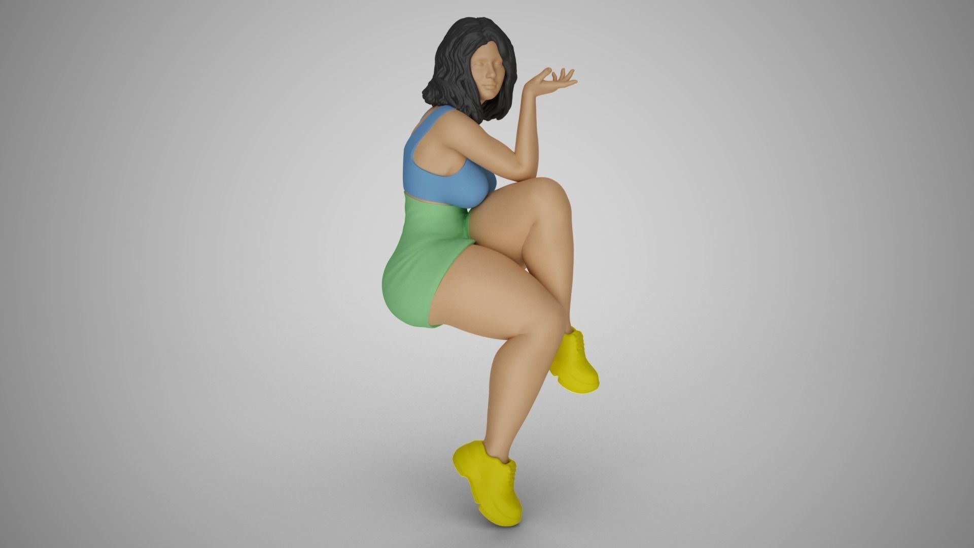 Girl Sitting Like a Bum 3D print model_4