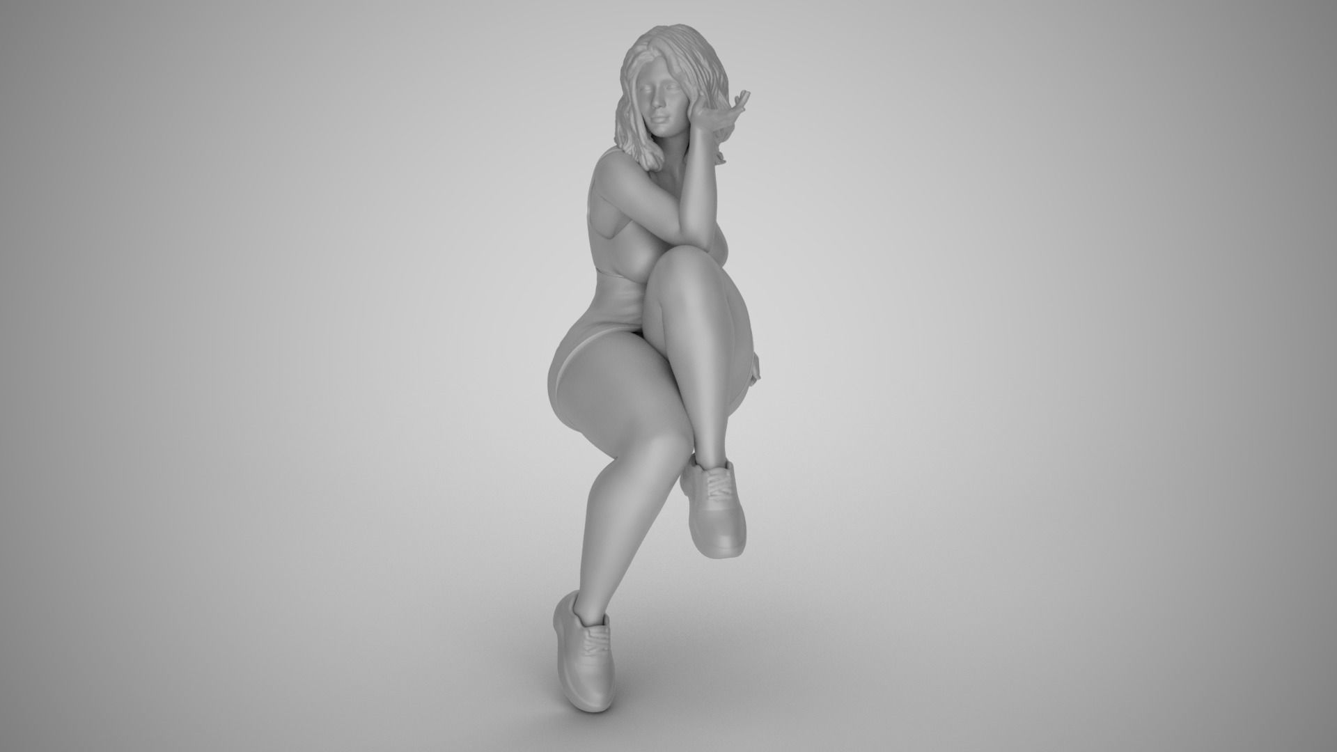 Girl Sitting Like a Bum 3D print model_2