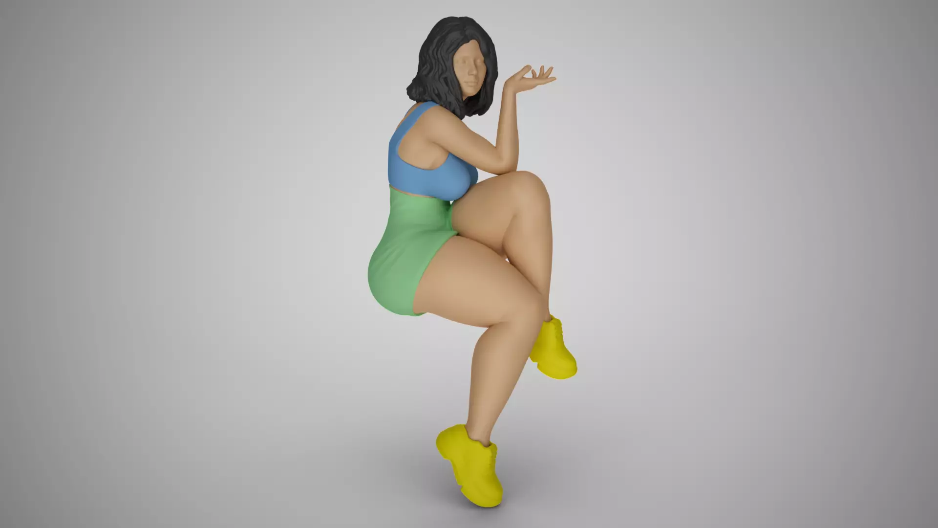 Girl Sitting Like a Bum 3D print model_0