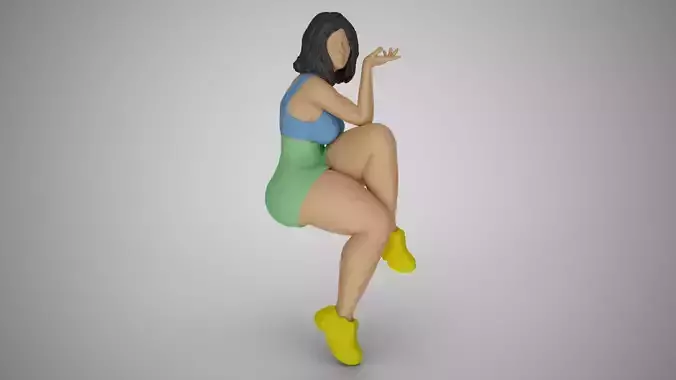 Girl Sitting Like a Bum 3D print model