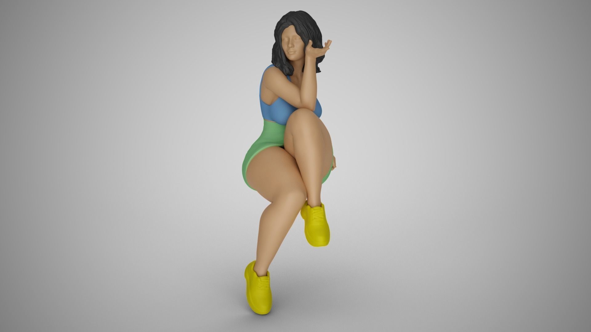 Girl Sitting Like a Bum 3D print model_1