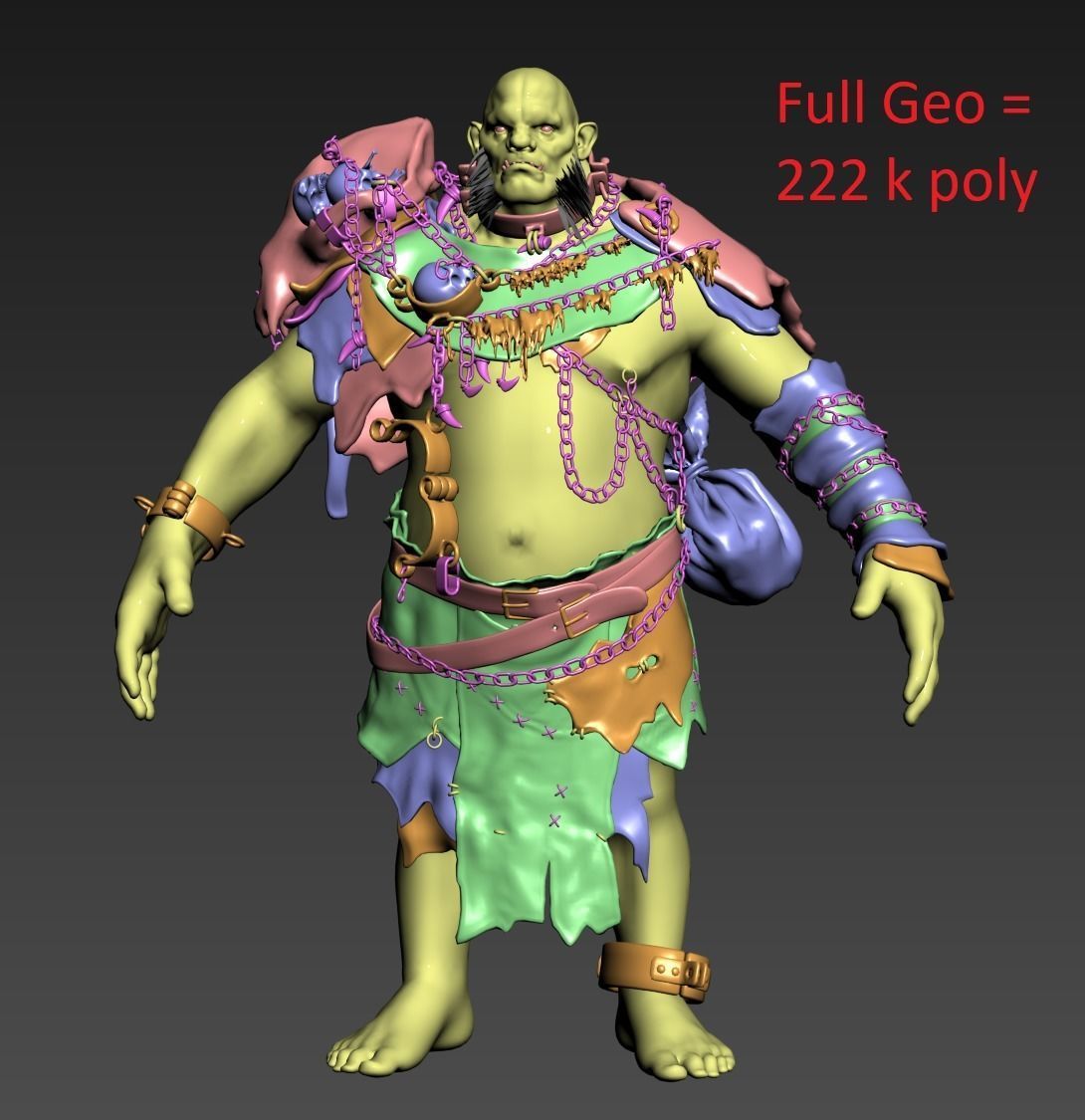 Ogre Troll Giant Warrior Monster Low-poly 3D model_10