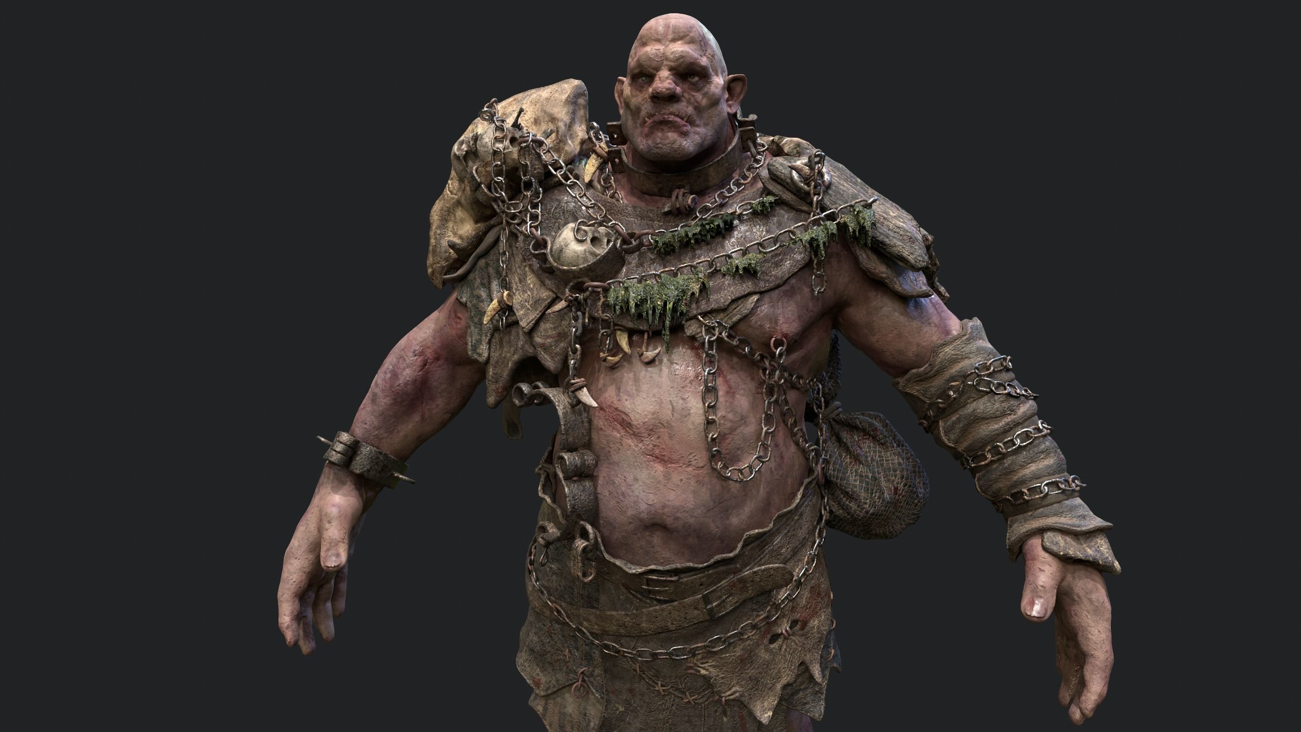 Ogre Troll Giant Warrior Monster Low-poly 3D model_7