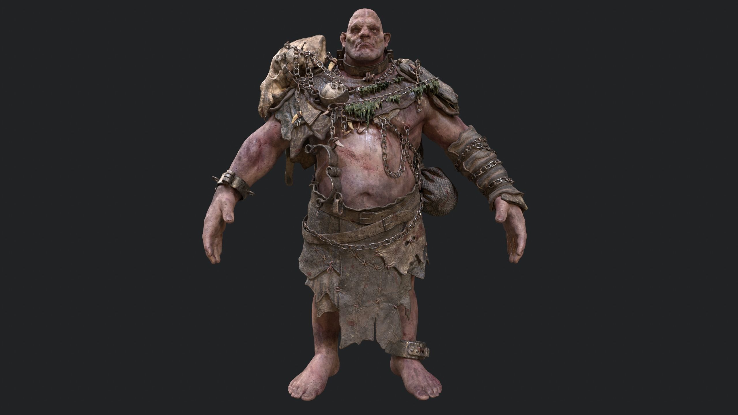 Ogre Troll Giant Warrior Monster Low-poly 3D model_2