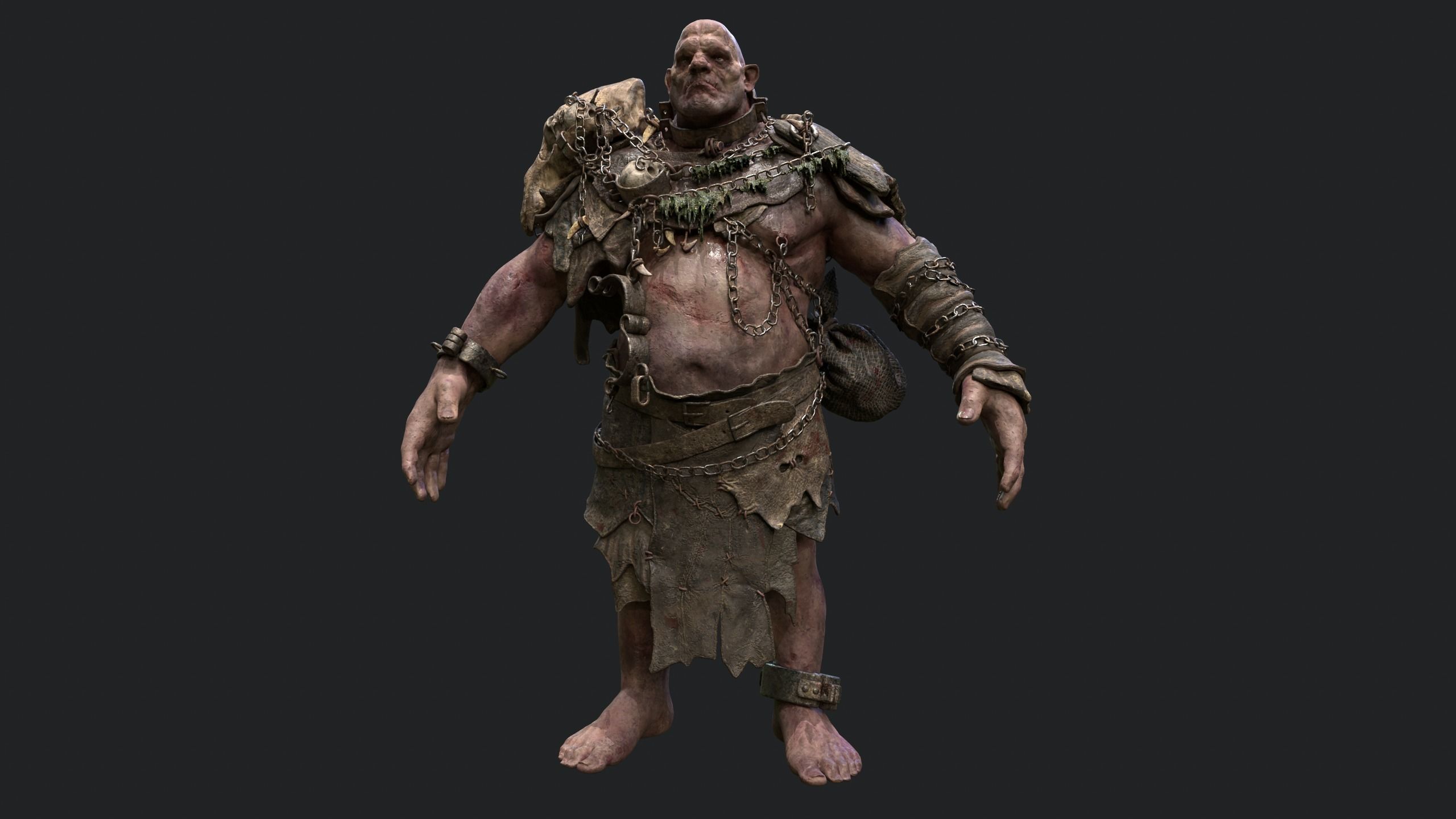 Ogre Troll Giant Warrior Monster Low-poly 3D model_5