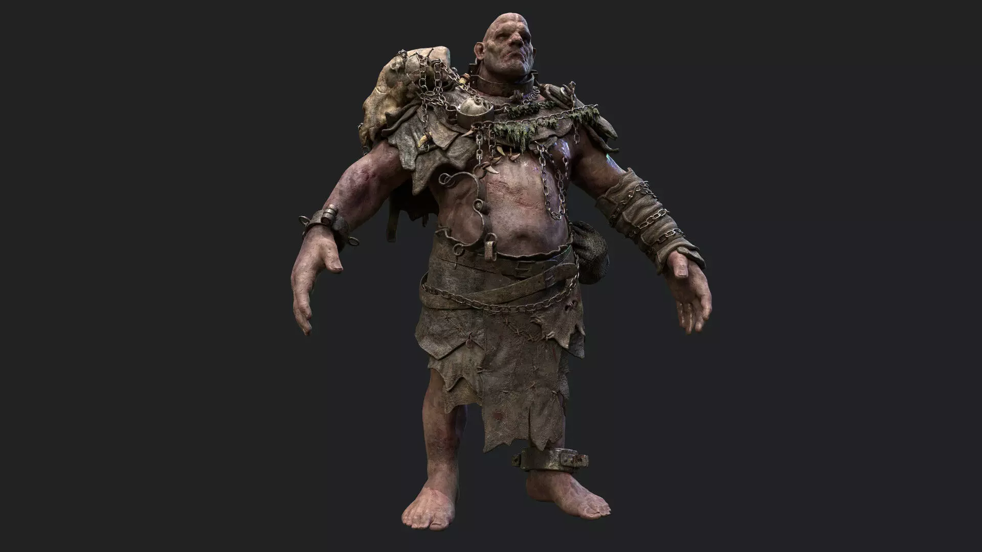 Ogre Troll Giant Warrior Monster Low-poly 3D model_0