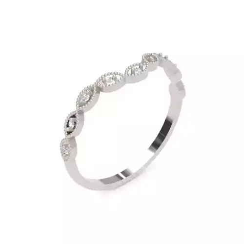 Milgrain Diamond Ring 003 Ct in 14K Gold with 9 Stones