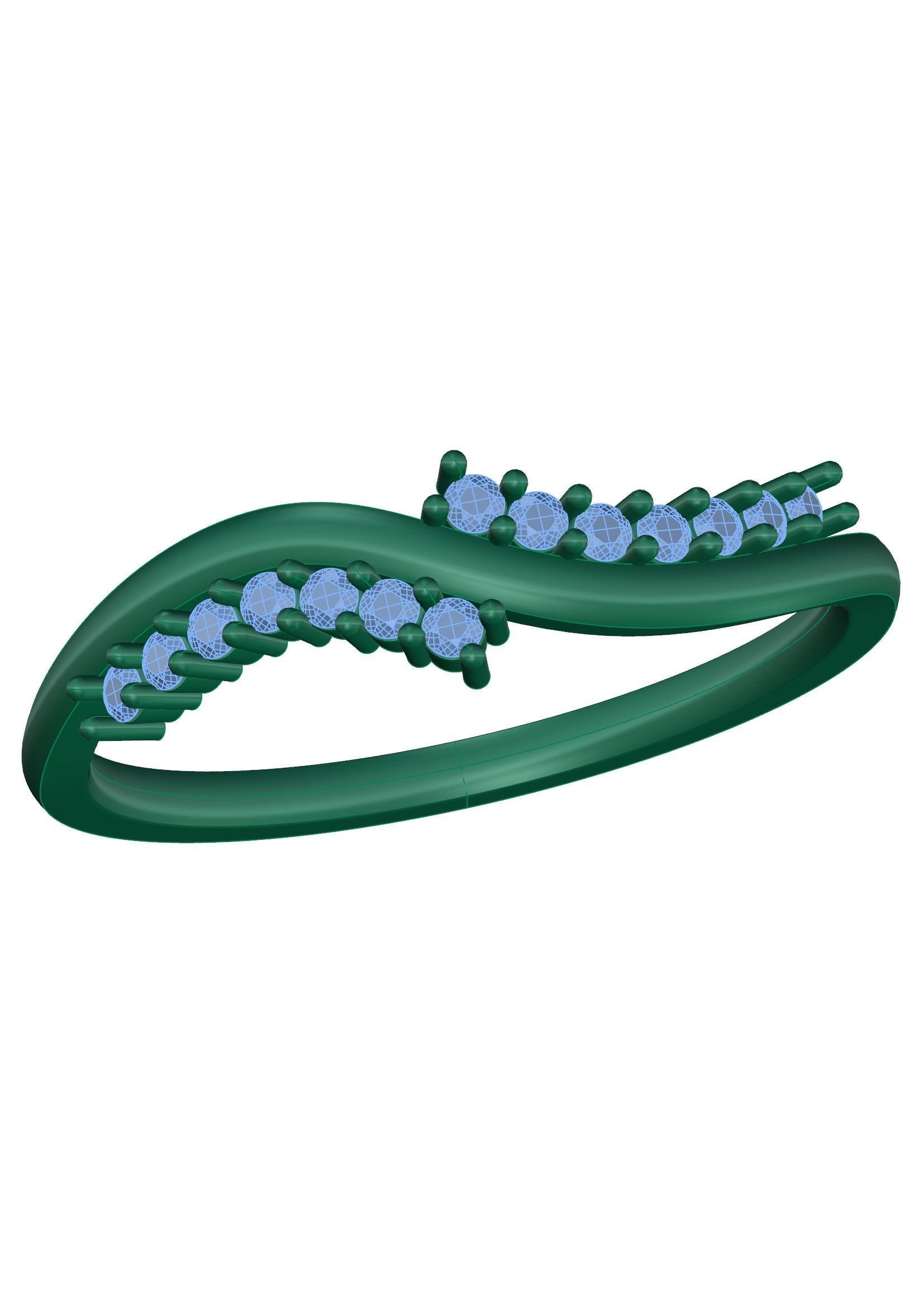 Elegant Wave Diamond Ring 012 Ct Delicate 14K Gold Band 3D print model_9