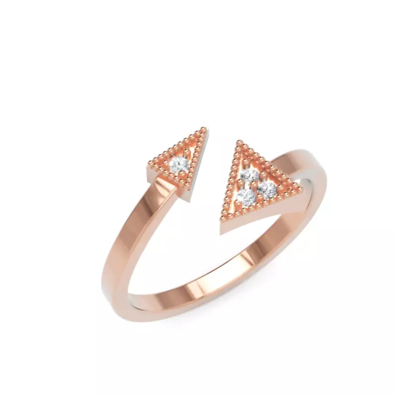 Modern Triangle Diamond Ring Geometric 3D Gold Model Design 3D print model