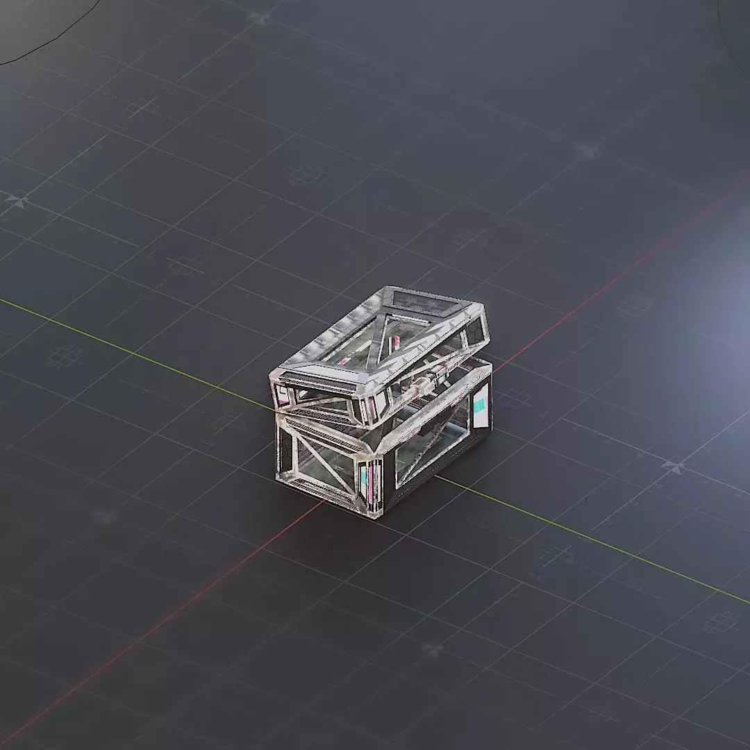 Sci-Fi Crate Box Container  Sci Fi  Object Space  011 Low-poly 3D model_0
