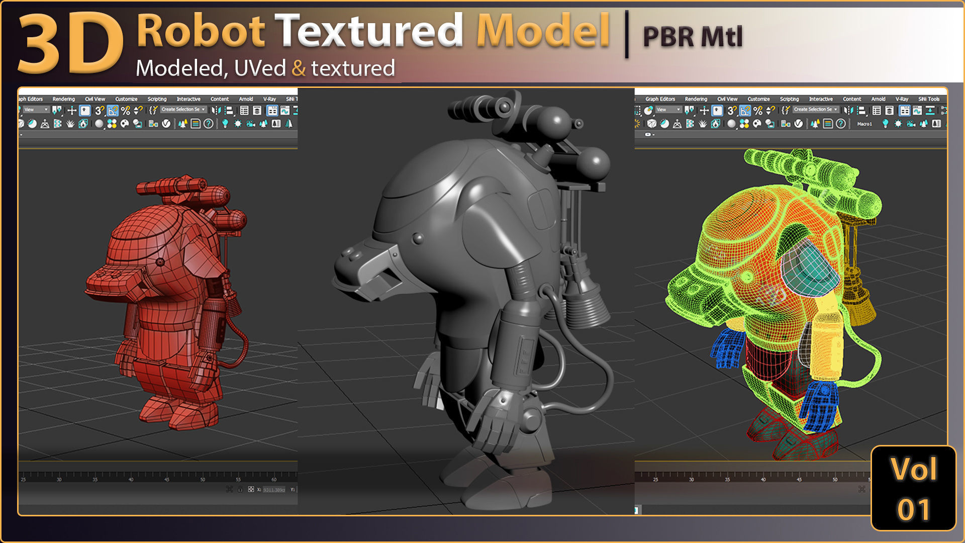 3D Robot Textured Model 3D model_2
