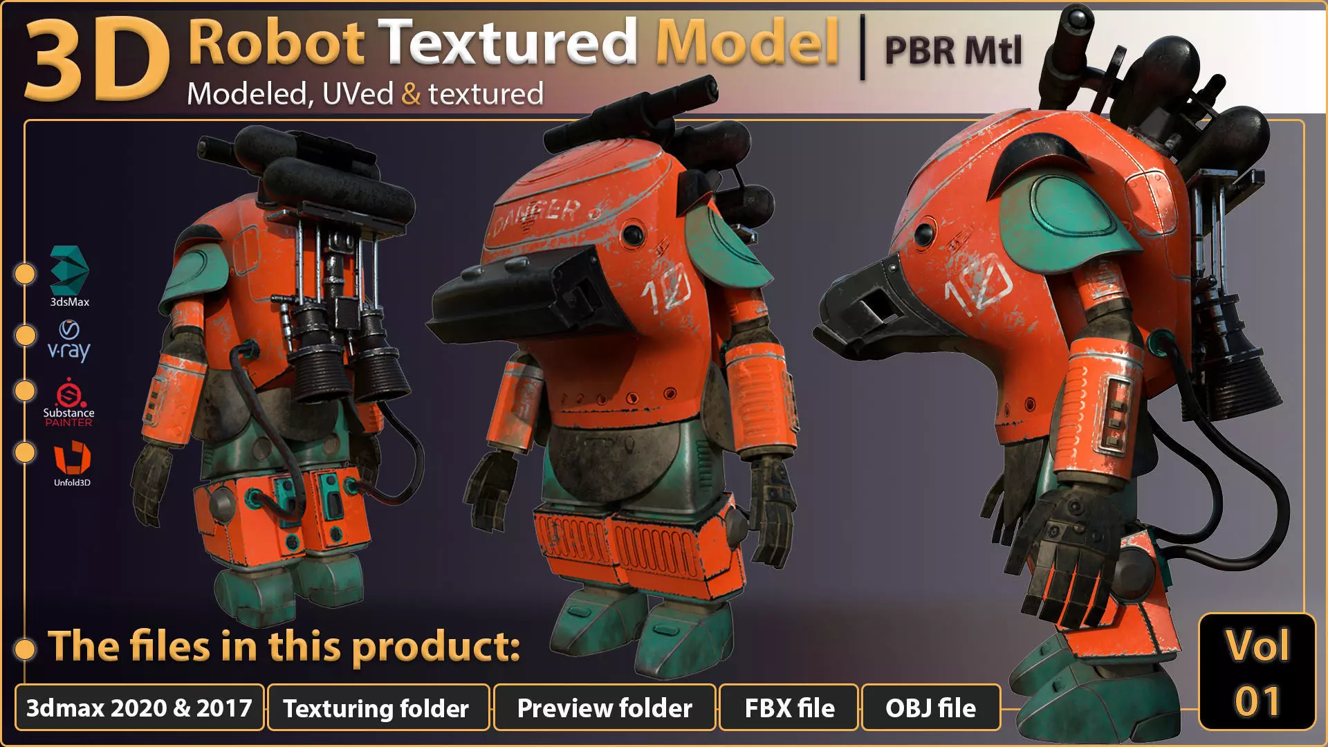 3D Robot Textured Model 3D model_0