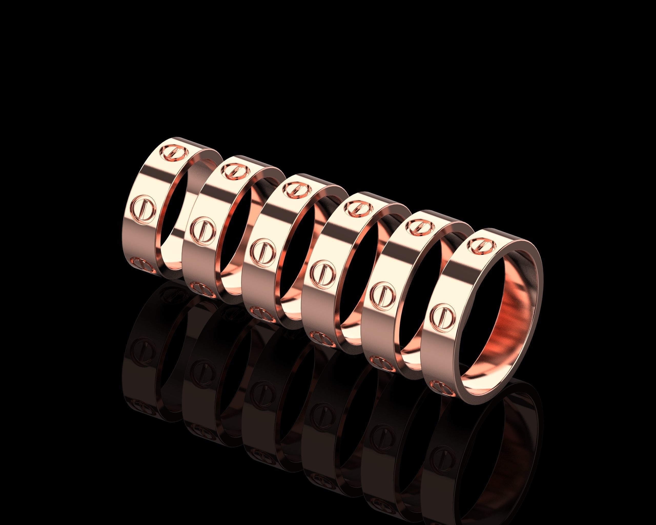 Love Rings in different sizes 16 to 21 N154 3D Model Collection_7