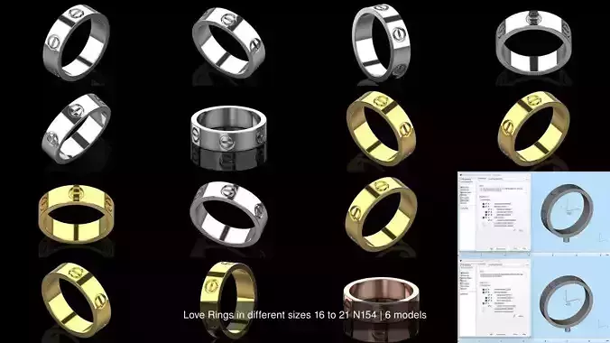 Love Rings in different sizes 16 to 21 N154