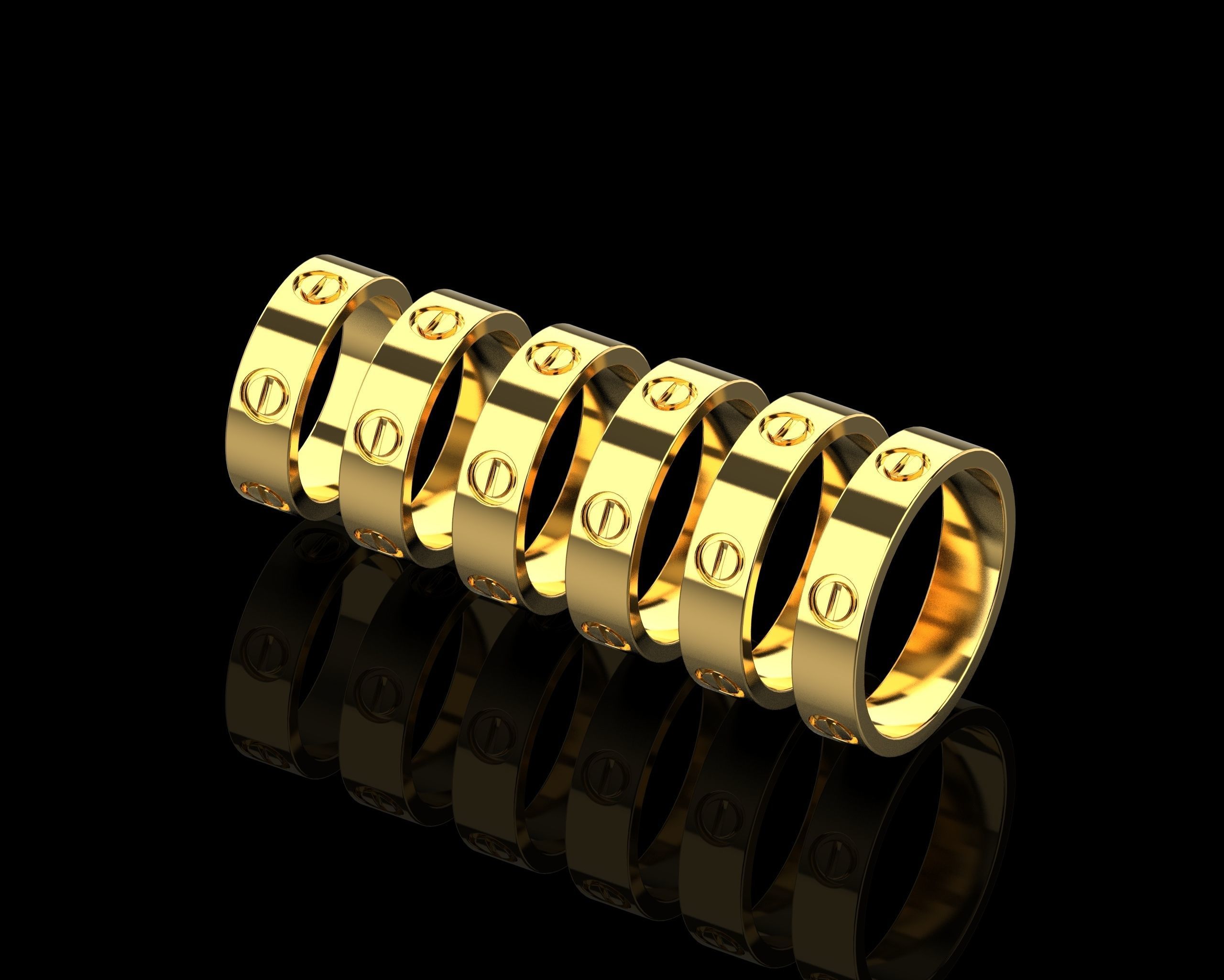 Love Rings in different sizes 16 to 21 N154 3D Model Collection_4
