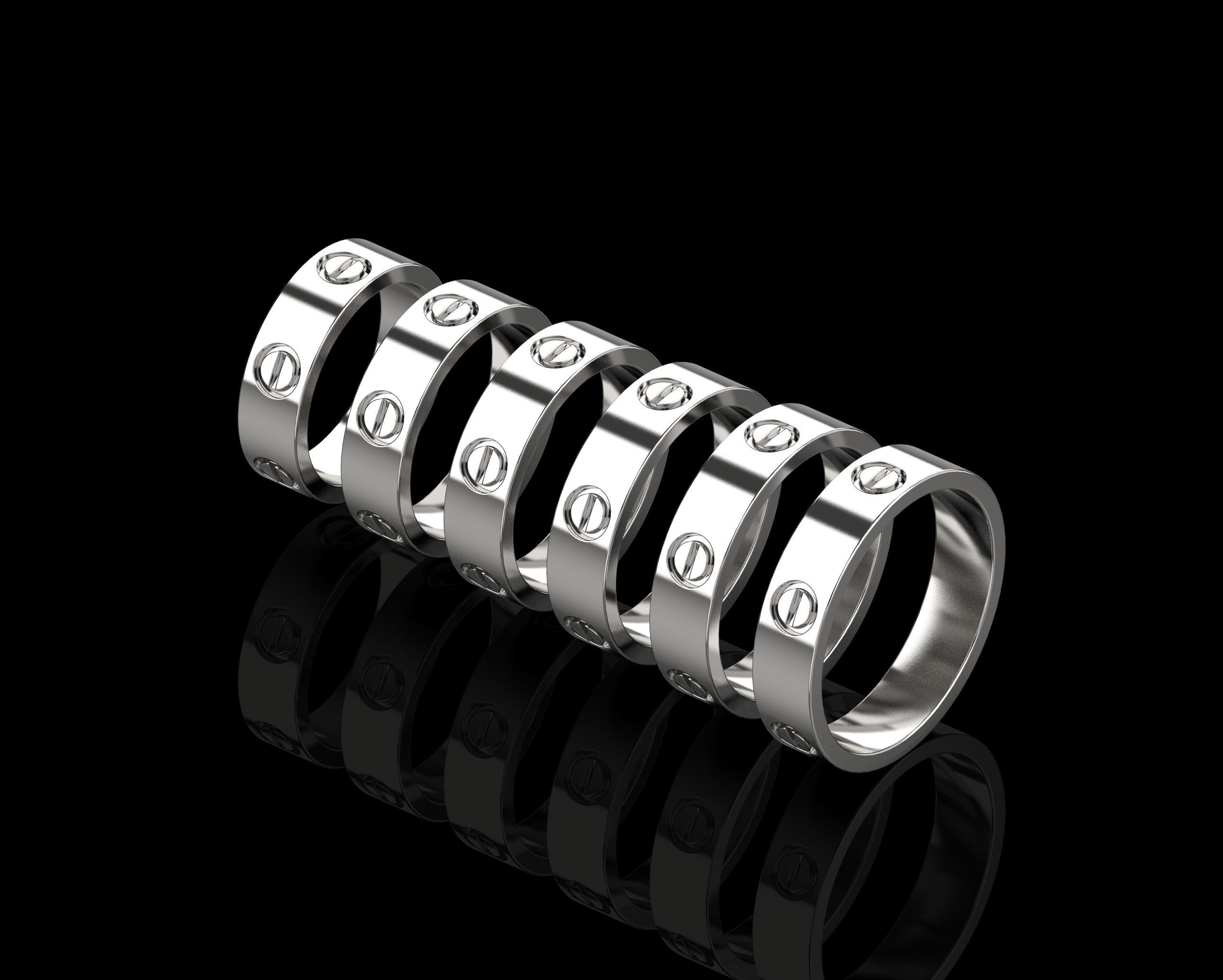 Love Rings in different sizes 16 to 21 N154 3D Model Collection_3