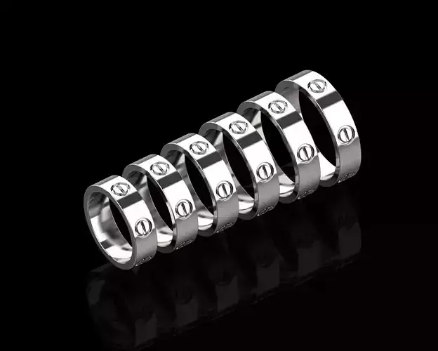 Love Rings in different sizes 16 to 21 N154 3D Model Collection