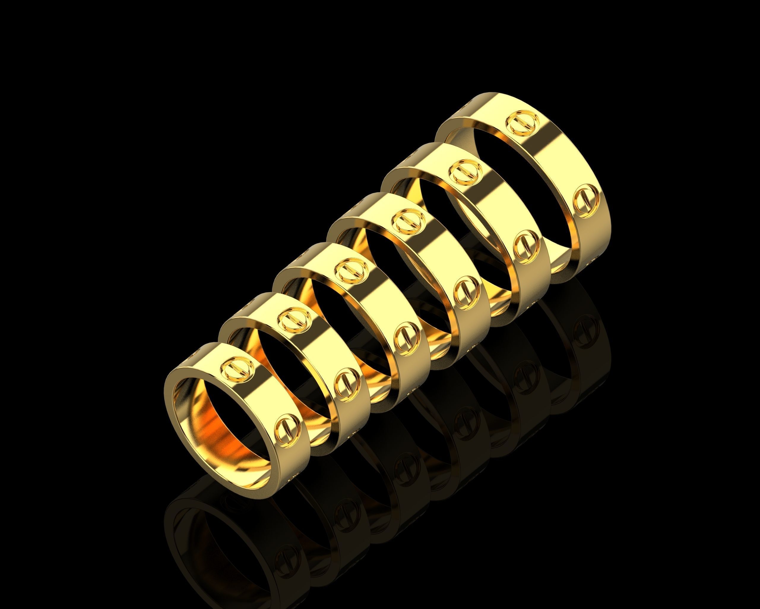 Love Rings in different sizes 16 to 21 N154 3D Model Collection_6