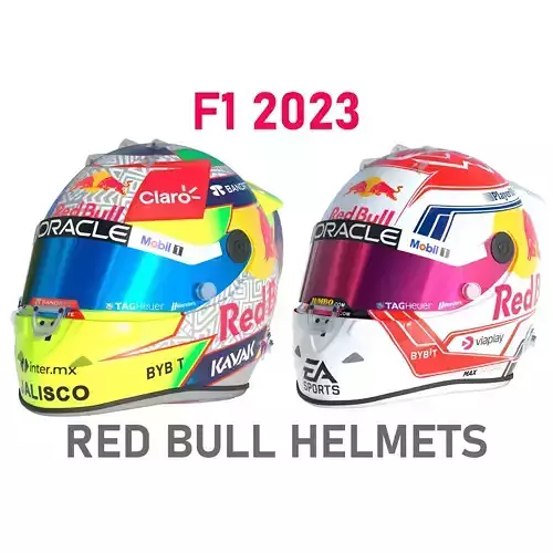 F1 Red Bull Helmets 2023 Low-poly 3D model