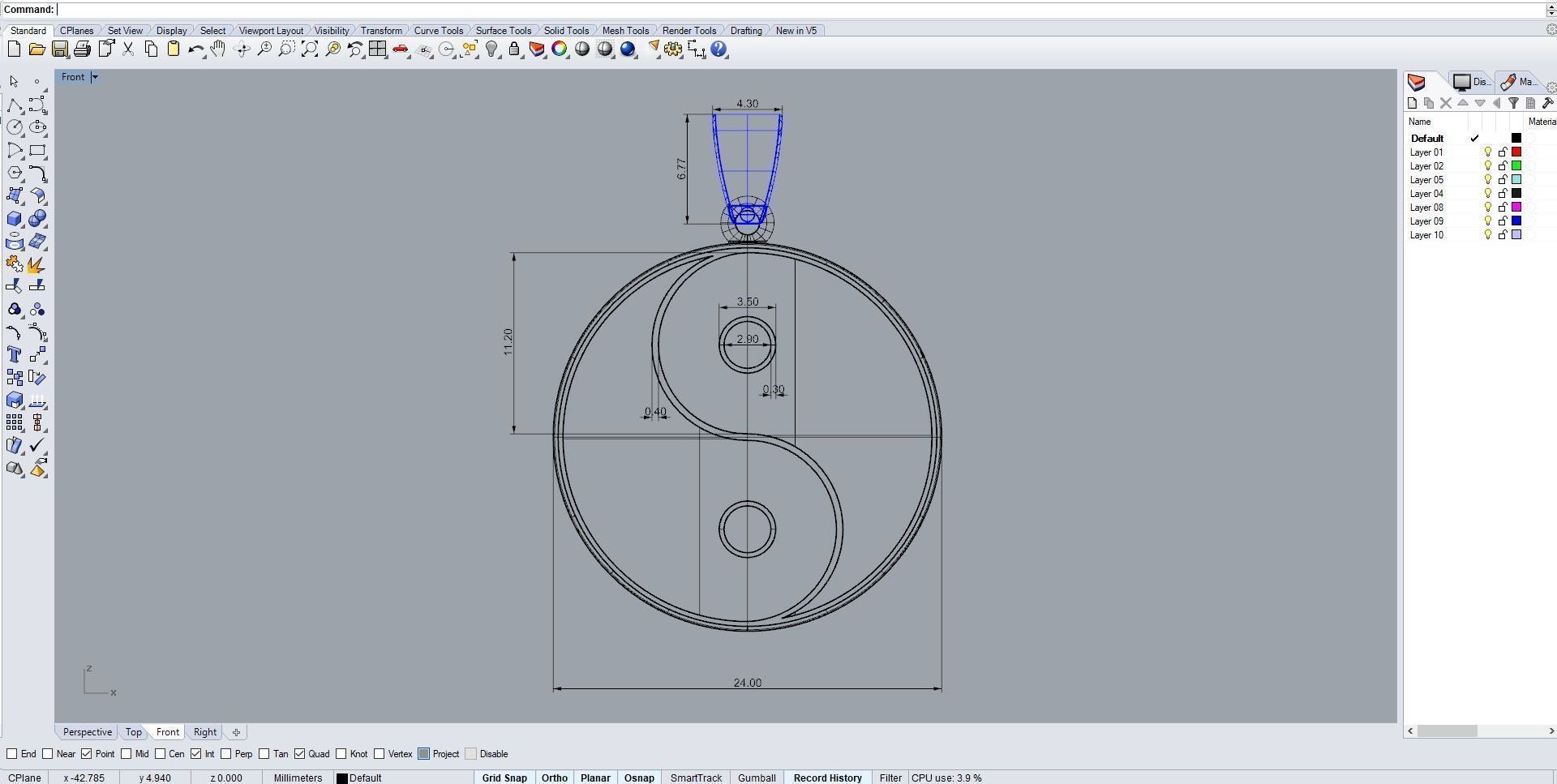 Pendant Yin and Yang 3D print model_7
